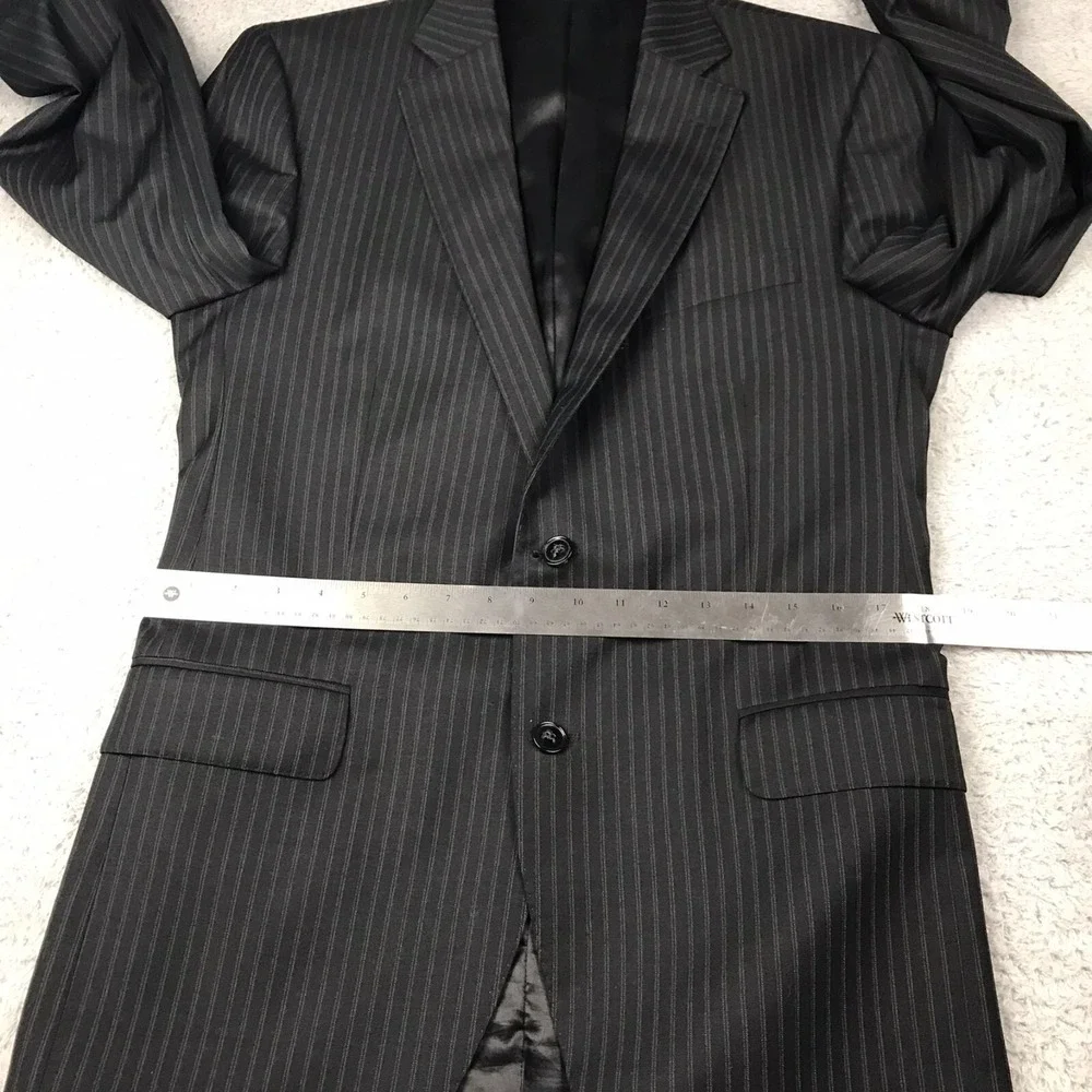 Peter Millar Sport Coat Mens 40T Black Striped 100% Wool 2 Button Double Vented